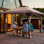 Gazebo da giardino rinforzato con baldacchino pop-up da esterno 13' x 13' con elegante tenda angolare - 13x13 piedi