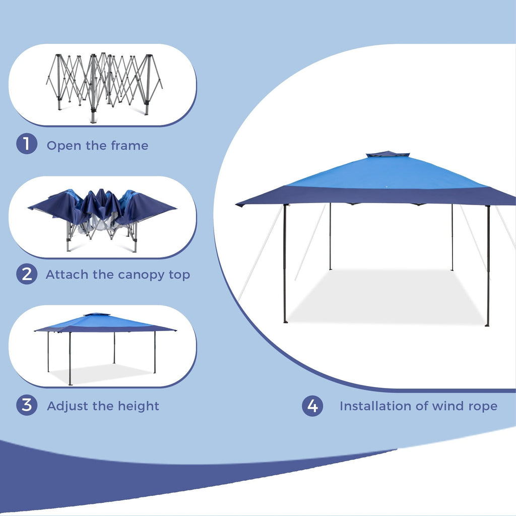 Gazebo da giardino rinforzato con baldacchino pop-up da esterno 13' x 13' con elegante tenda angolare - 13x13 piedi