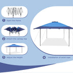 Gazebo da giardino rinforzato con baldacchino pop-up da esterno 13' x 13' con elegante tenda angolare - 13x13 piedi