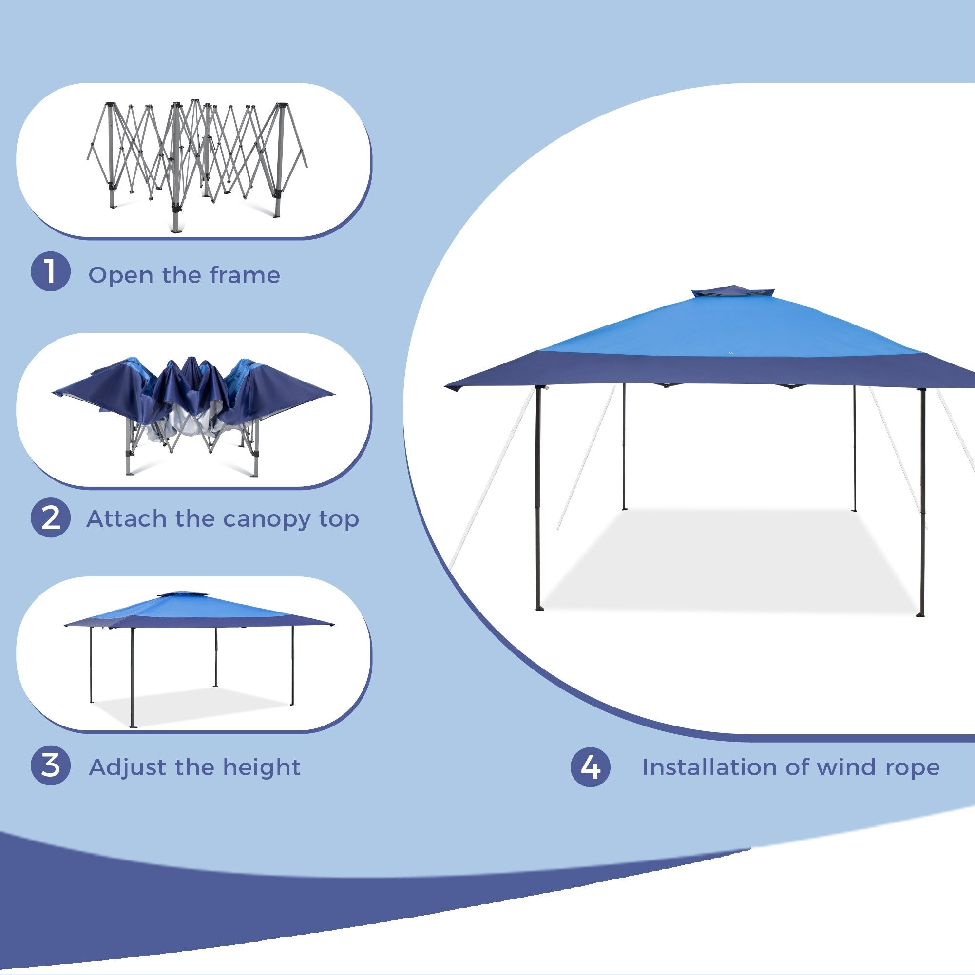 Gazebo da giardino rinforzato con baldacchino pop-up da esterno 13' x 13' con elegante tenda angolare - 13x13 piedi
