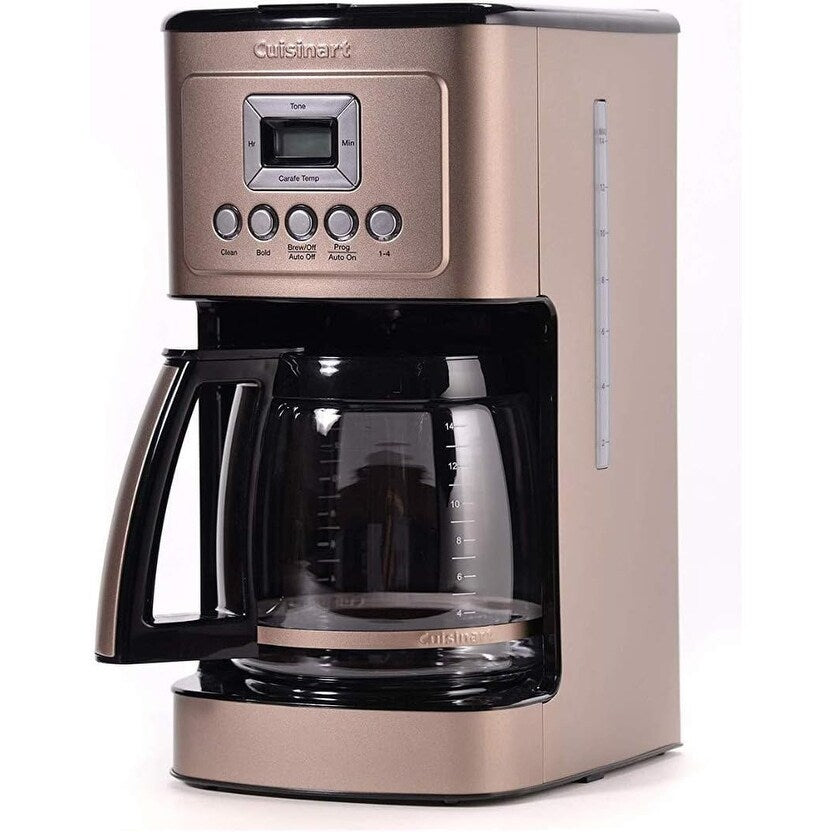 Macchina per caffè automatica da 14 tazze, caraffa in vetro, controllo dell'intensità dell'infusione, impostazione da 1 a 4 tazze, acciaio inossidabile color terra d'ombra