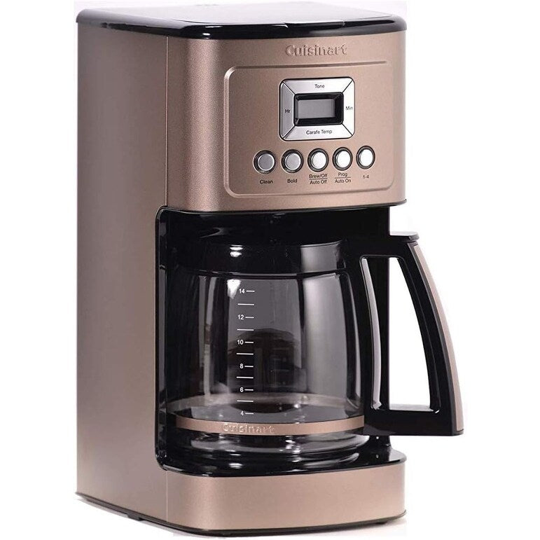 Macchina per caffè automatica da 14 tazze, caraffa in vetro, controllo dell'intensità dell'infusione, impostazione da 1 a 4 tazze, acciaio inossidabile color terra d'ombra