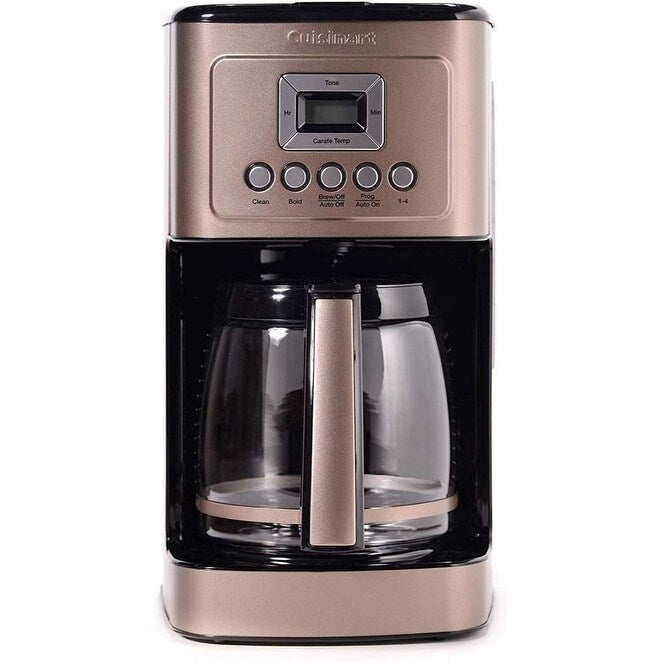 Macchina per caffè automatica da 14 tazze, caraffa in vetro, controllo dell'intensità dell'infusione, impostazione da 1 a 4 tazze, acciaio inossidabile color terra d'ombra
