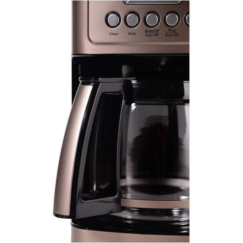 Macchina per caffè automatica da 14 tazze, caraffa in vetro, controllo dell'intensità dell'infusione, impostazione da 1 a 4 tazze, acciaio inossidabile color terra d'ombra