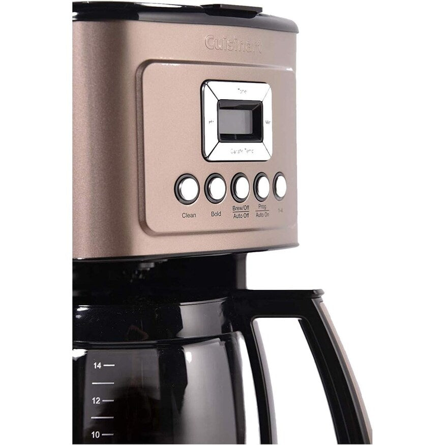 Macchina per caffè automatica da 14 tazze, caraffa in vetro, controllo dell'intensità dell'infusione, impostazione da 1 a 4 tazze, acciaio inossidabile color terra d'ombra