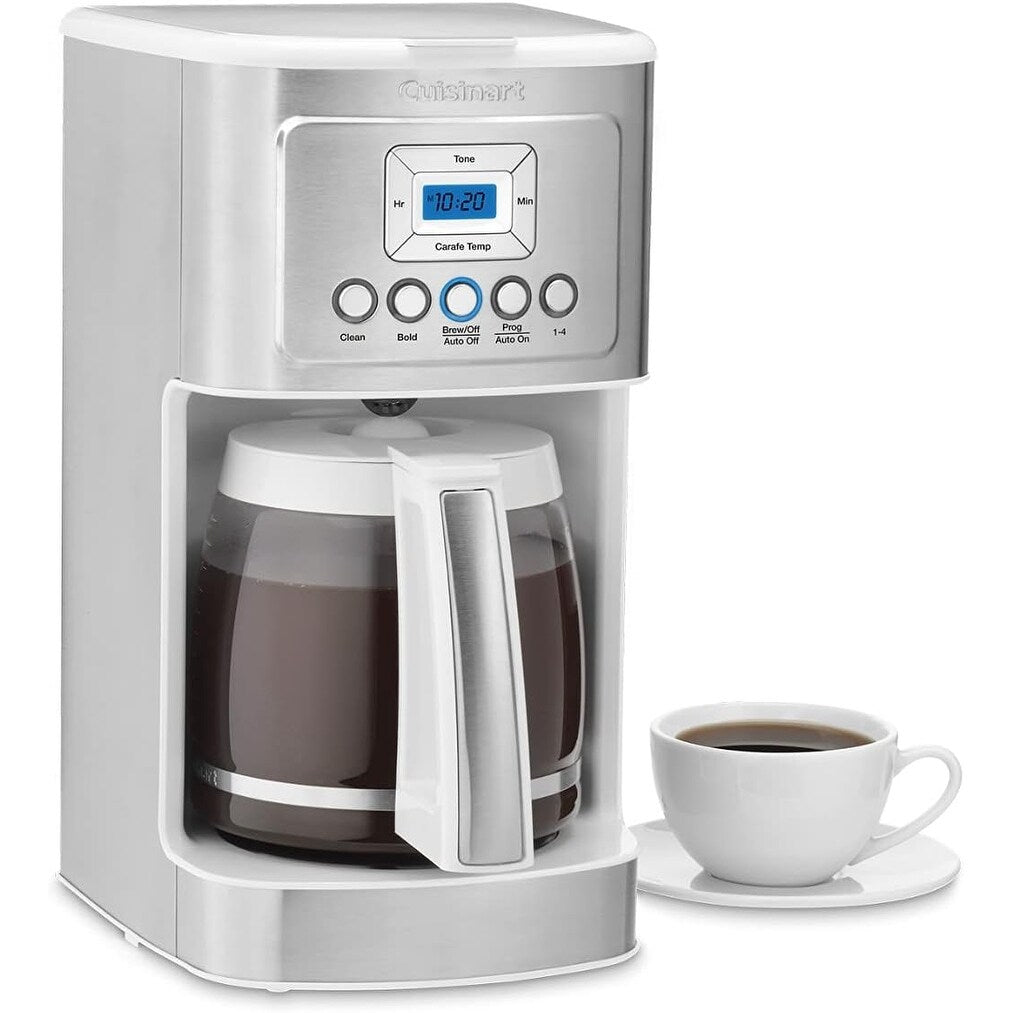 Macchina per caffè Perfectemp da 14 tazze con caraffa in vetro, programmabile, controllo dell'intensità dell'infusione, impostazione da 1 a 4 tazze, bianca