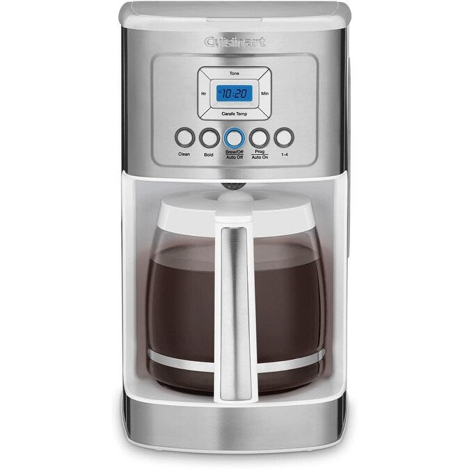 Macchina per caffè Perfectemp da 14 tazze con caraffa in vetro, programmabile, controllo dell'intensità dell'infusione, impostazione da 1 a 4 tazze, bianca