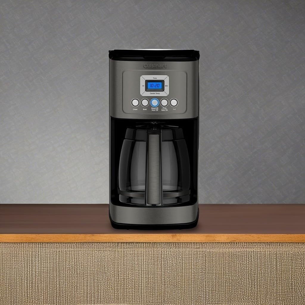 Macchina per caffè programmabile da 14 tazze, caraffa in vetro, controllo dell'intensità dell'infusione, impostazione da 1 a 4 tazze, acciaio inossidabile nero