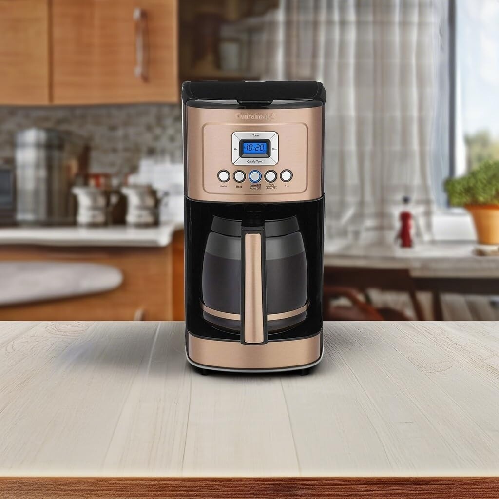 Macchina per caffè programmabile da 14 tazze, caraffa in vetro, controllo dell'intensità dell'infusione, impostazione da 1 a 4 tazze, rame