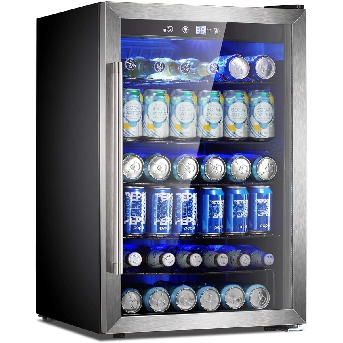 Frigorifero per bevande da 145 lattine, mini frigorifero da 4,4 piedi cubi con porta in vetro per bibite, birra, vino - Parte anteriore trasparente per casa, ufficio o bar