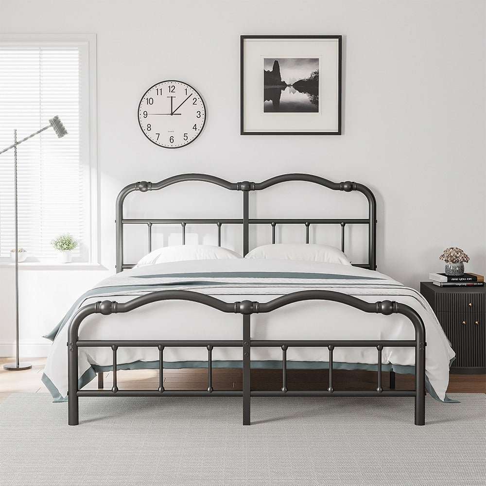 Telaio per letto in metallo resistente da 14 pollici con stile vintage, supporta fino a 2500 libbre, facile da montare e senza cigolii