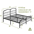 Telaio per letto in metallo resistente da 14 pollici con stile vintage, supporta fino a 2500 libbre, facile da montare e senza cigolii
