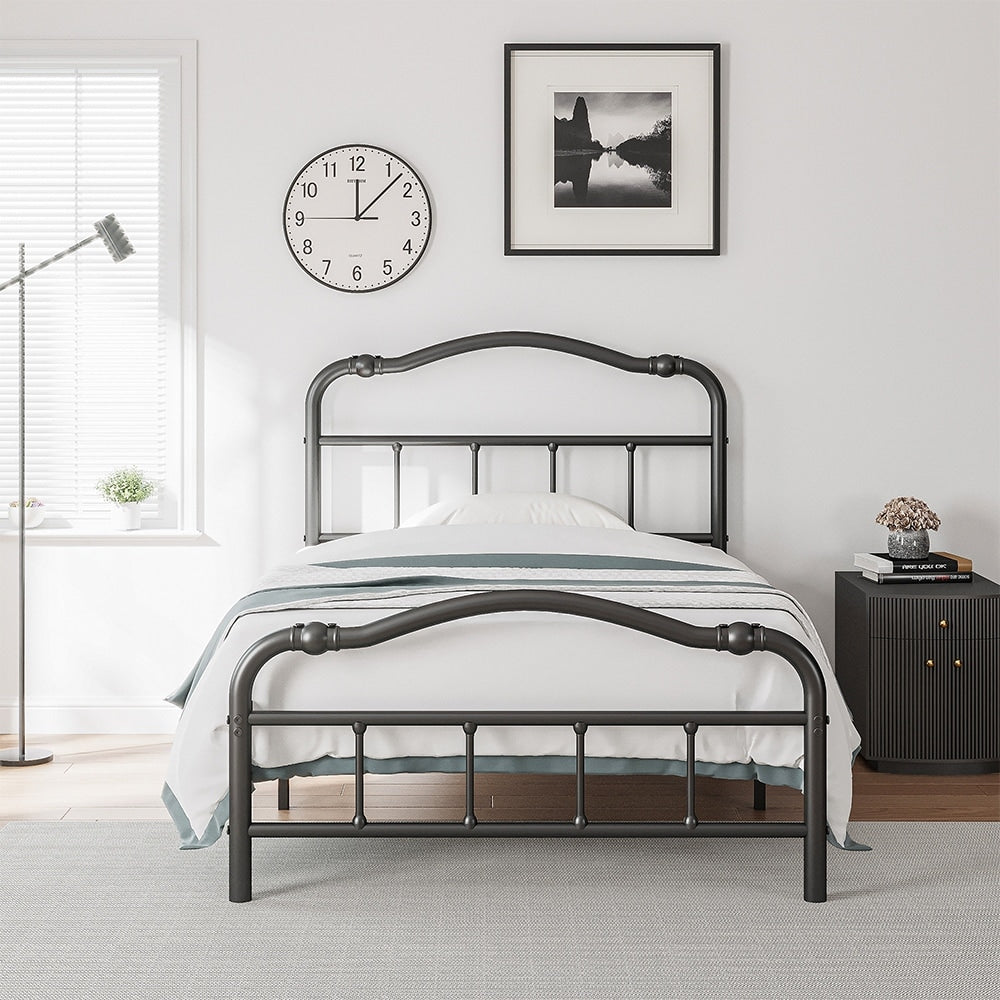 Telaio per letto in metallo resistente da 14 pollici con stile vintage, supporta fino a 2500 libbre, facile da montare e senza cigolii