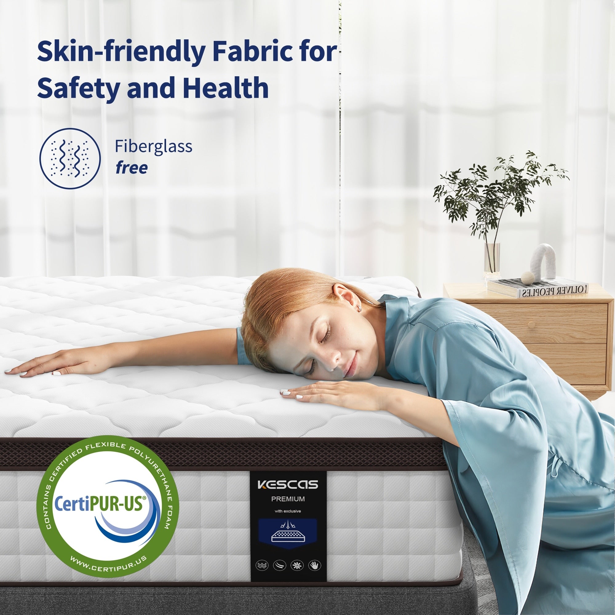 Materasso ibrido 14 - Memory foam in gel di carbone di bambù e supporto a molle insacchettate a 7 zone, rigidità media, prova di 100 notti