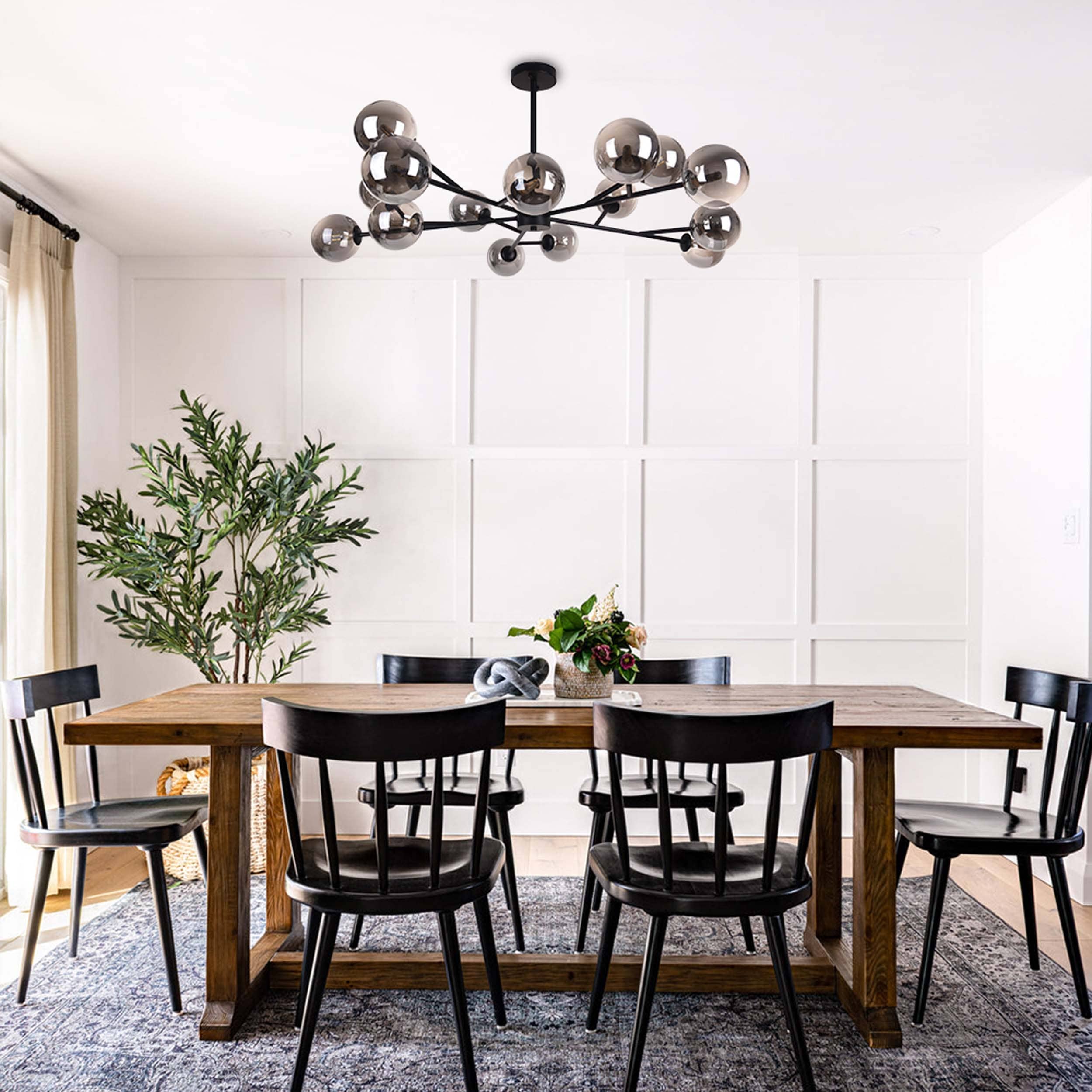 Lampadario moderno a forma di bolla Sputnik in nero o oro per sala da pranzo