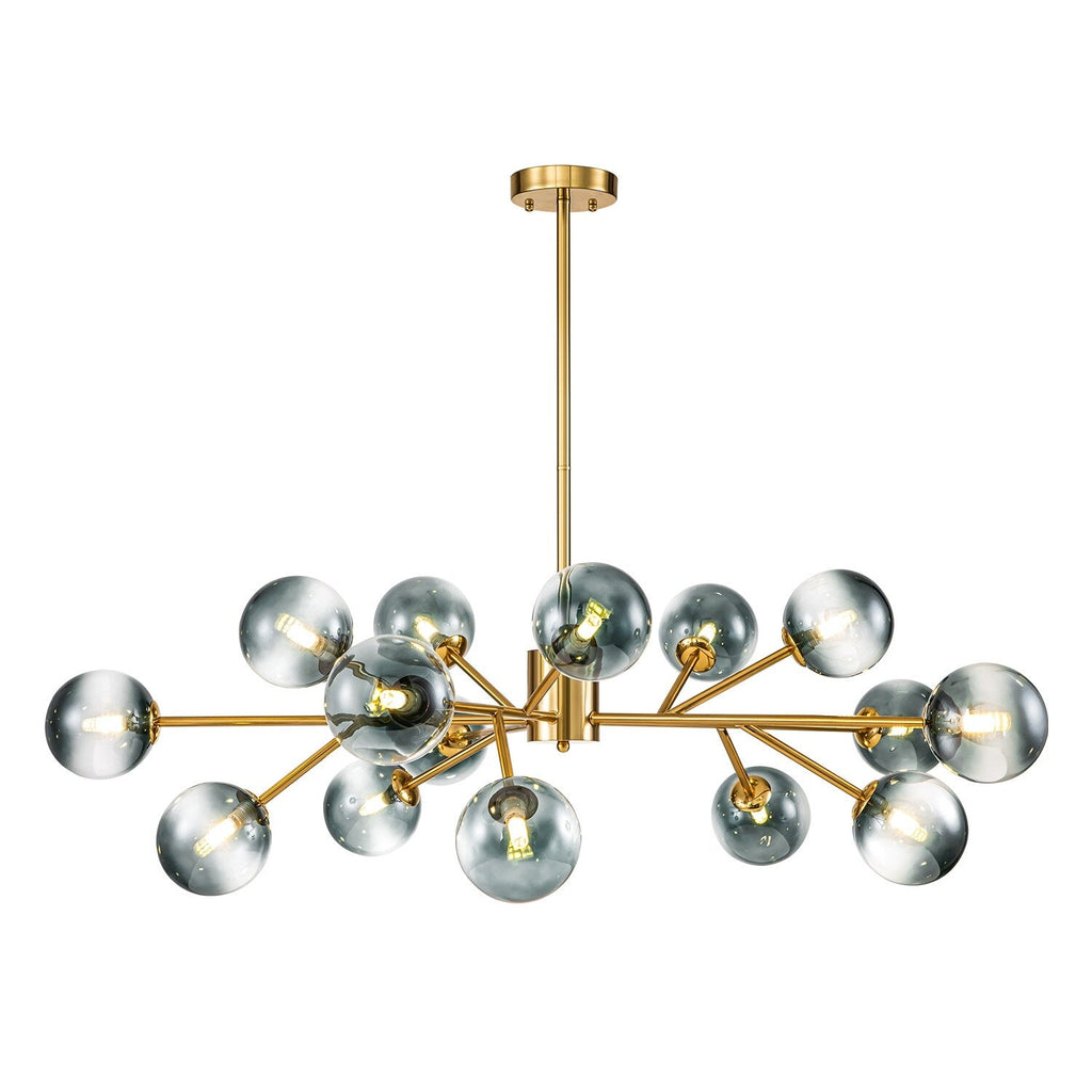 Lampadario a globo in vetro a bolla con 15 luci moderne e lineari Sputnik per isola da cucina