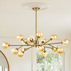 Lampadario a globo in vetro a bolla con 15 luci moderne e lineari Sputnik per isola da cucina