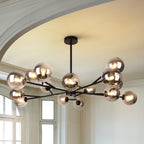Lampadario a globo in vetro a bolla con 15 luci moderne e lineari Sputnik per isola da cucina
