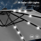 MAISON ARTS Ombrellone da esterno rettangolare da 15 piedi con manovella, doppio lato, con illuminazione a LED solare e base inclusa