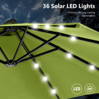 MAISON ARTS Ombrellone da esterno rettangolare da 15 piedi con manovella, doppio lato, con illuminazione a LED solare e base inclusa