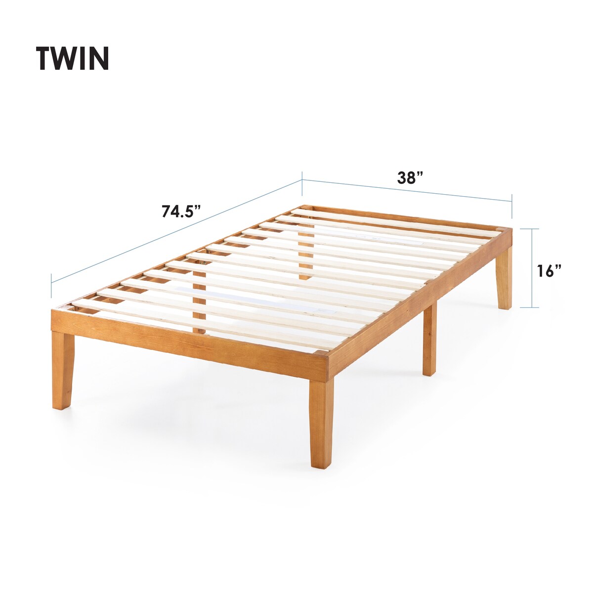 Struttura letto in legno massello classico da 16 pollici in più finiture