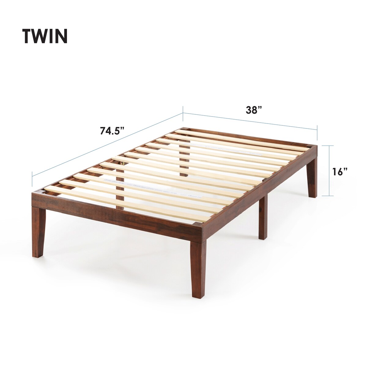 Struttura letto in legno massello classico da 16 pollici in più finiture