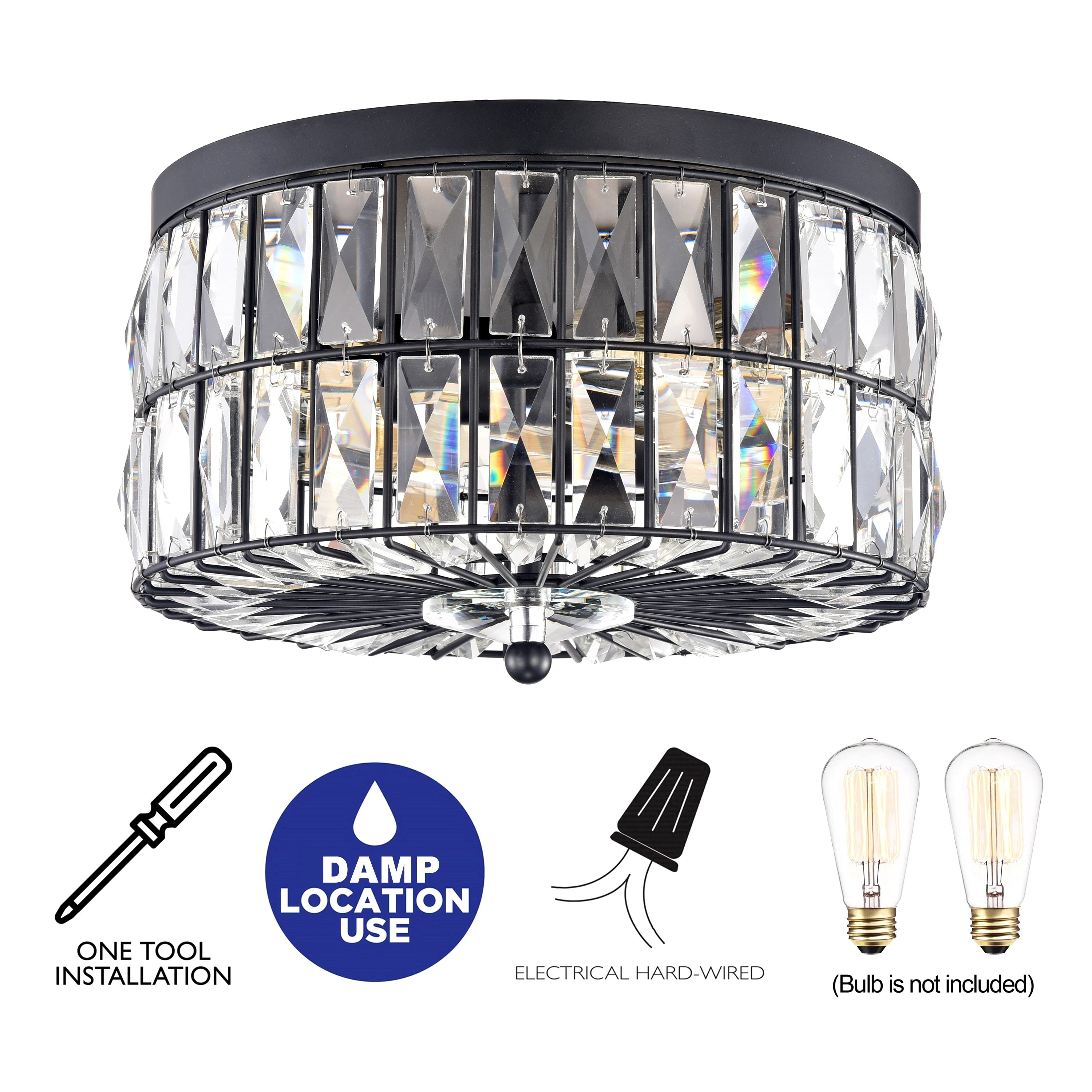 Lampada da soffitto a filo con cristallo a incandescenza a 2 luci C Cattleya