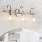 Applique da parete per mobiletto da bagno a 2/3 luci con paralume in vetro