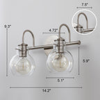 Applique da parete per mobiletto da bagno a 2/3 luci con paralume in vetro