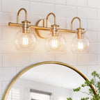 Applique da parete per mobiletto da bagno a 2/3 luci con paralume in vetro
