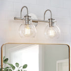 Applique da parete per mobiletto da bagno a 2/3 luci con paralume in vetro