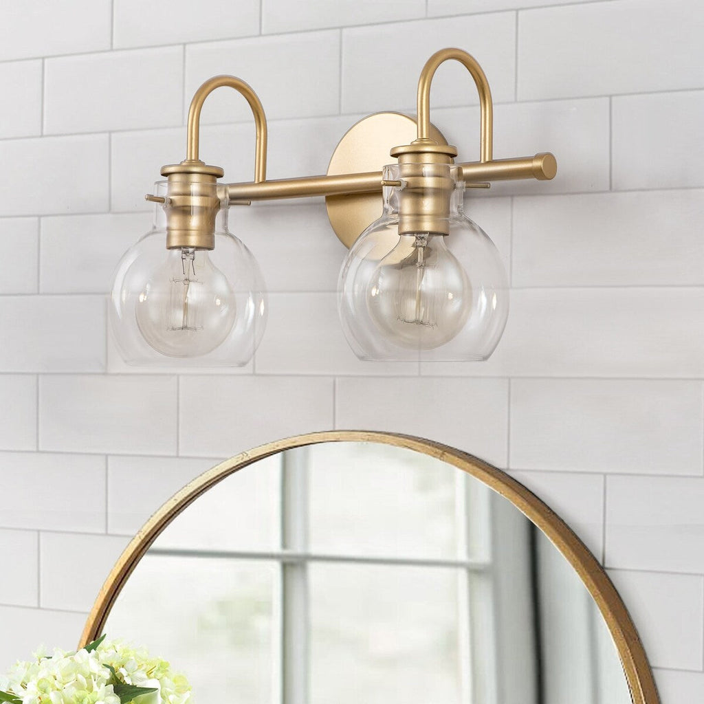 Applique da parete per mobiletto da bagno a 2/3 luci con paralume in vetro
