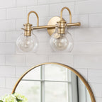 Applique da parete per mobiletto da bagno a 2/3 luci con paralume in vetro
