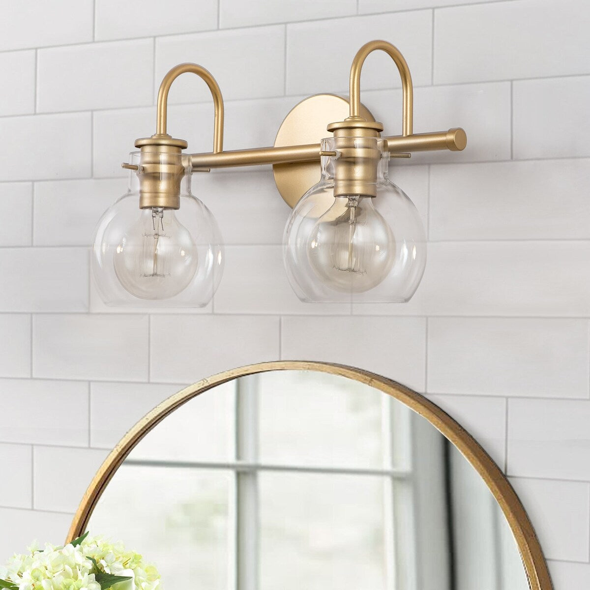 Applique da parete per mobiletto da bagno a 2/3 luci con paralume in vetro