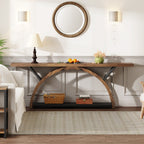 Tavolino da divano a 2 ripiani, stretto e lungo, con struttura semicircolare per ingresso, tavolini decorativi grigi per corridoio