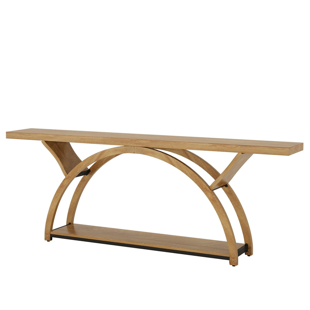 Tavolino da divano a 2 ripiani, stretto e lungo, con struttura semicircolare per ingresso, tavolini decorativi grigi per corridoio