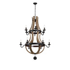 Lampadario a botte di vino a due livelli in stile country francese con 12 luci