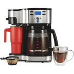 Macchina per caffè a 2 vie da 12 tazze e monodose, caraffa in vetro, pausa e versamento automatici, nera