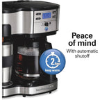 Macchina per caffè a 2 vie da 12 tazze e monodose, caraffa in vetro, pausa e versamento automatici, nera