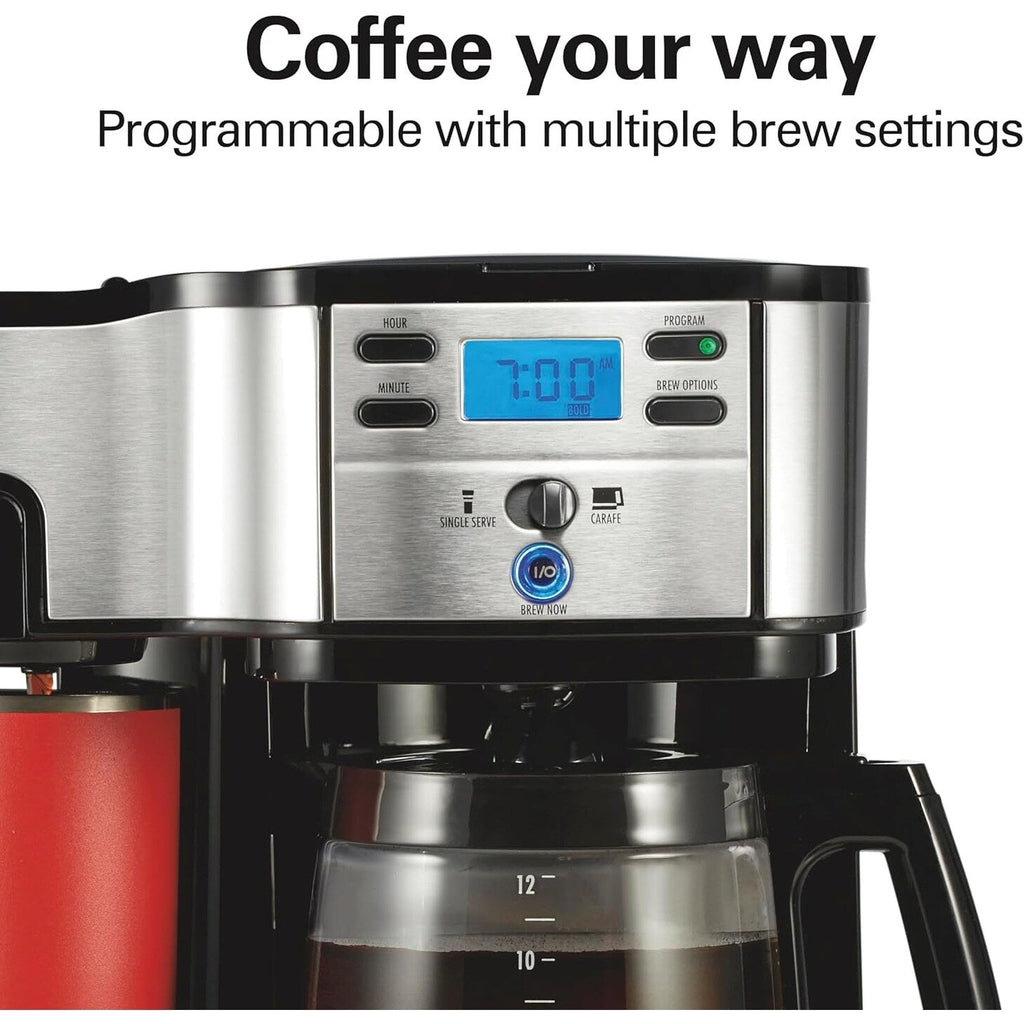 Macchina per caffè a 2 vie da 12 tazze e monodose, caraffa in vetro, pausa e versamento automatici, nera