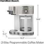 Macchina per caffè a 2 vie da 12 tazze e monodose, caraffa in vetro, pausa e versamento automatici, bianca