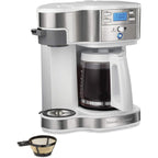 Macchina per caffè a 2 vie da 12 tazze e monodose, caraffa in vetro, pausa e versamento automatici, bianca