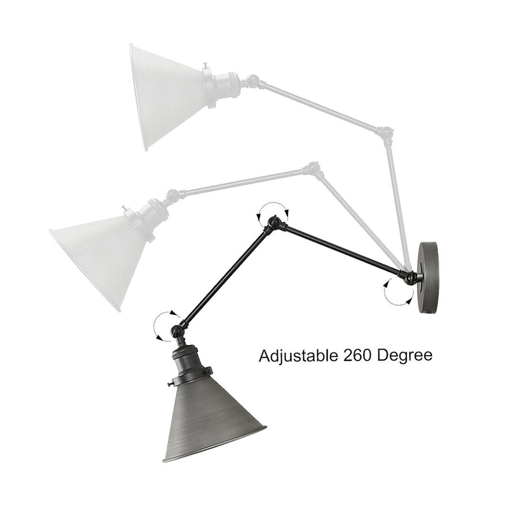 Malryn Set di 2 moderne luci a braccio oscillante regolabili Applique da parete con spina/cablaggio