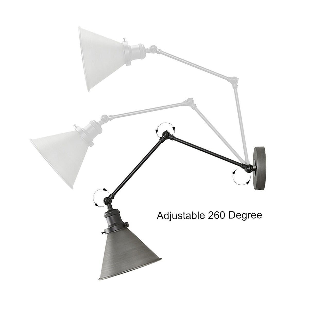 Malryn Set di 2 moderne luci a braccio oscillante regolabili Applique da parete con spina/cablaggio