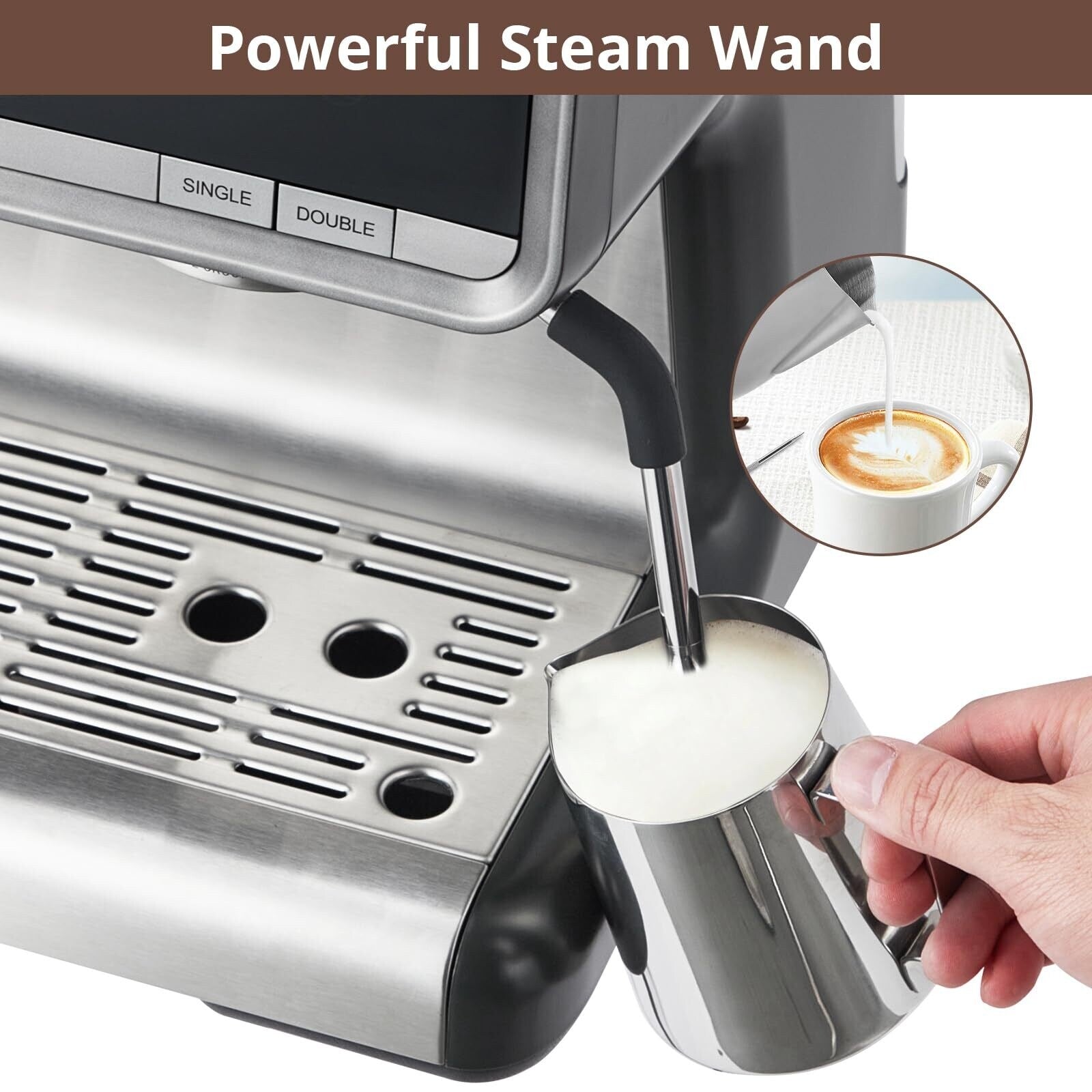 Macchina per caffè espresso automatica da 20 bar con montalatte per baristi domestici