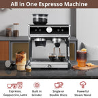 Macchina per caffè espresso automatica da 20 bar con montalatte per baristi domestici