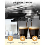 Macchina per caffè espresso semiautomatica da 20 bar con macinacaffè e montalatte