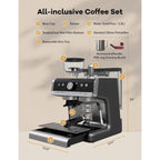Macchina per caffè espresso semiautomatica da 20 bar con macinacaffè e montalatte