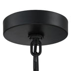 Lampada a sospensione tradizionale a tamburo in rattan naturale a 4 luci con baldacchino nero - Nero/terroso - 20 pollici di larghezza