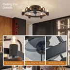 Ventilatore da soffitto moderno da 20 pollici, con luce a LED a basso profilo, montaggio a filo, con telecomando, per soggiorno